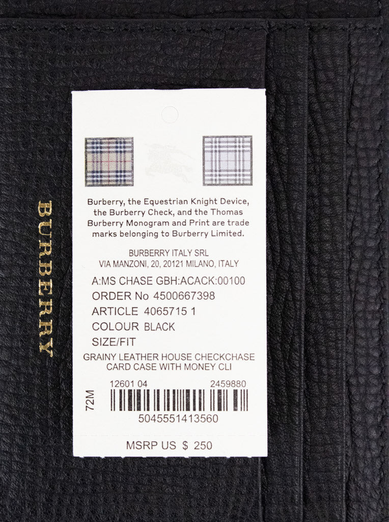 Burberry Black Leather Money Card Case
