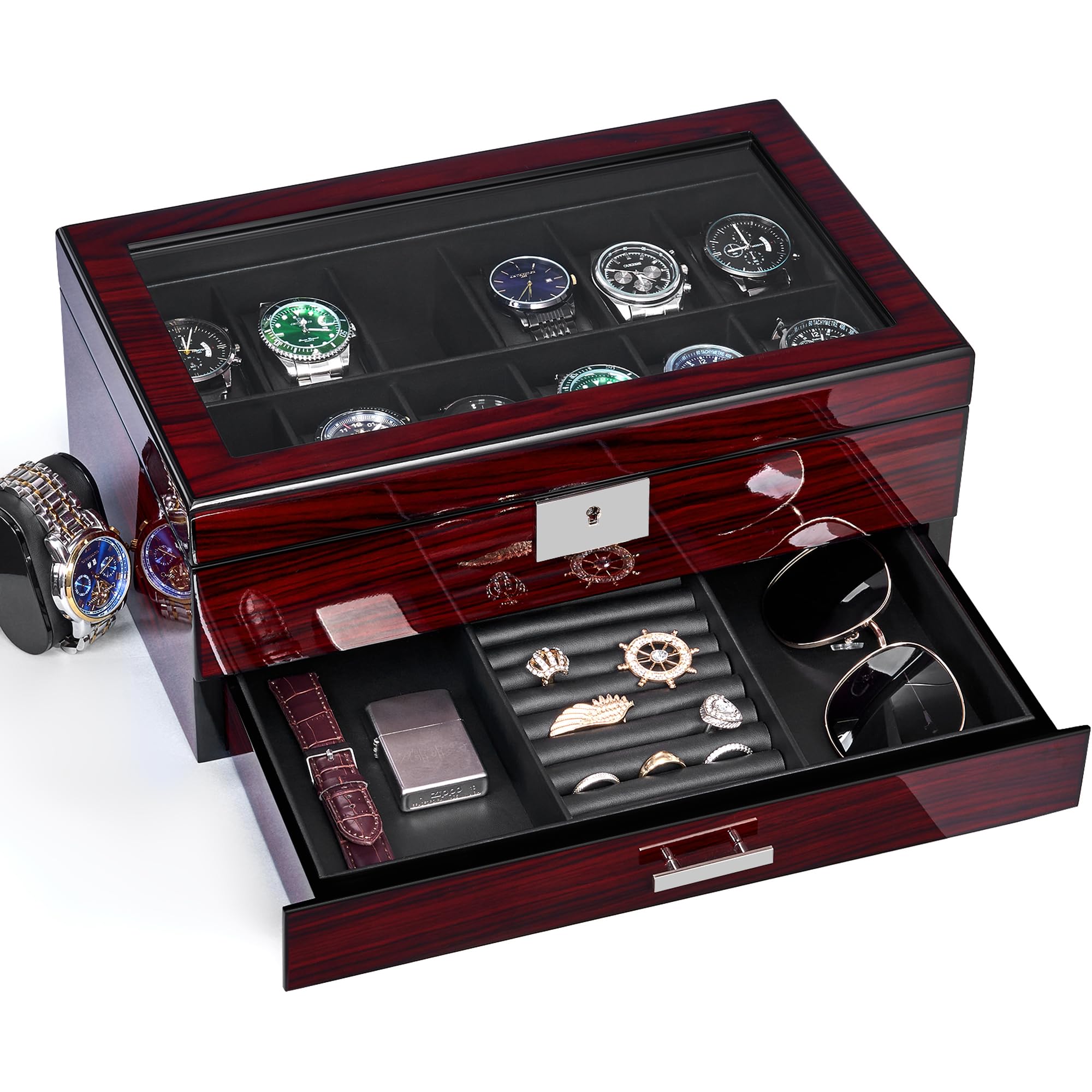 Wooden Watch Box & Jewelry Display Case